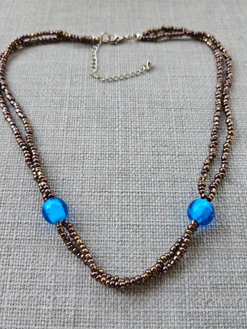 Vintage Necklace Brown Beaded Necklace Double Layered Fashion Jewelry Necklace - Picture 5 of 11